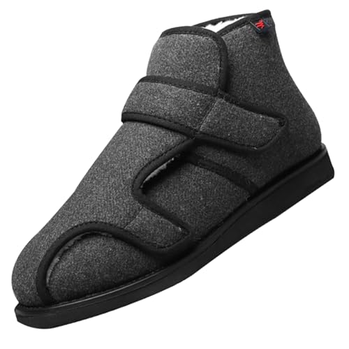 CVFOMBN Schuhe Herren Klettverschluss,Hausschuhe mit Klettverschluss Leichte Atmungsaktiv Pantoletten Memory Foam Bequeme Slippergrey－48 von CVFOMBN