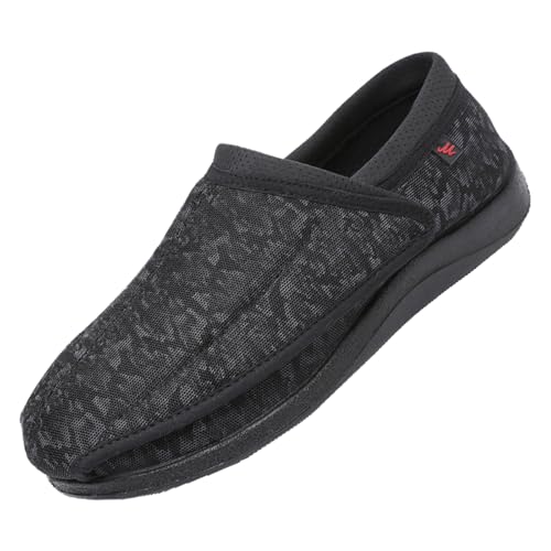 CVFOMBN Schuhe Herren Klettverschluss,Orthopädische Extra Turnschuhe Sneaker Walkingschuhe Atmungsaktiv rutschfest Wasserdicht Trekkingschuhe Outdoor.Black,45 von CVFOMBN