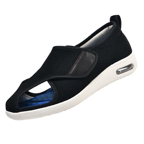 CVFOMBN Schuhe Herren Klettverschluss,Orthopädischer Wanderschuh mit Fußgewölbeunterstützung und verstellbaren Riemen für geschwollene Füße,Black▁48 von CVFOMBN