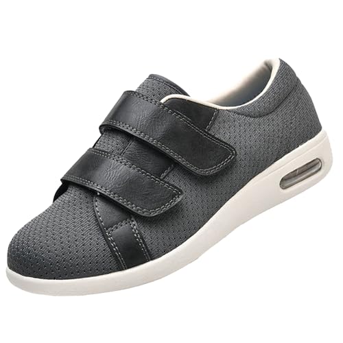CVFOMBN Schuhe Herren Klettverschluss,Orthopädischer Wanderschuh mit Fußgewölbeunterstützung und verstellbaren Riemen für geschwollene Füße,Grey▁38 von CVFOMBN