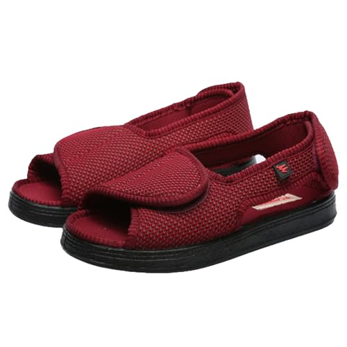 CVFOMBN Schuhe Herren Klettverschluss,leichte und atmungsaktive Laufschuhe für Orthopäden und Patienten mit geschwollenen Füßen.red,48 von CVFOMBN