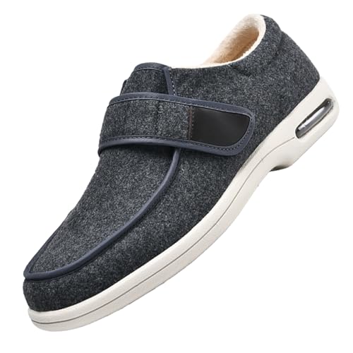 CVFOMBN Senioren Breite FüßE Arthritis OrthopäDische,Klettverschluss Verstellbare Hausschuhe Bequemer Lässige Business Walkingschuhe für Geschwollene Füßegrey－40 von CVFOMBN