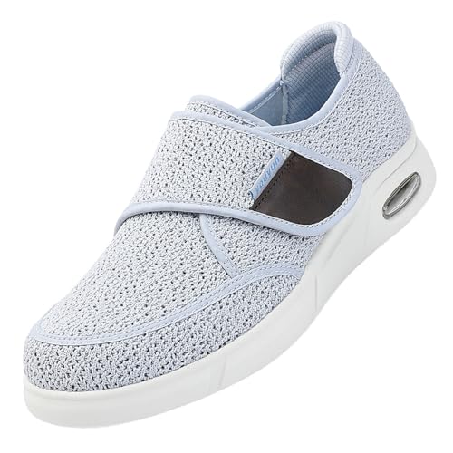CVFOMBN Senioren Breite FüßE Arthritis OrthopäDische,Senioren Hausschuhe Slipper Herren Klettverschluss Pantoffeln Reha-Schuh Unisex-Erwachsene Gesundheitsschuhe.Grey,40 von CVFOMBN