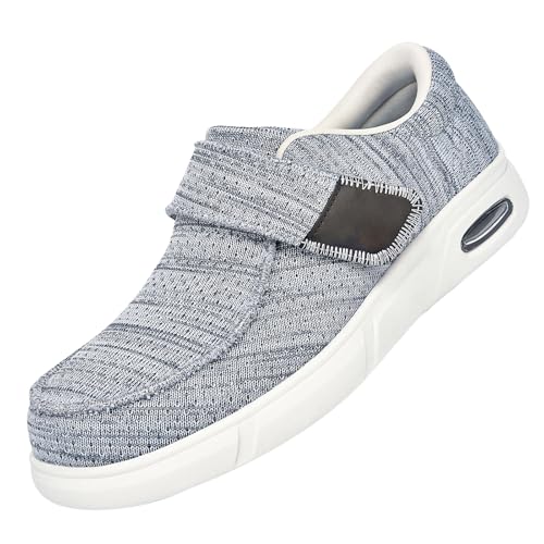 CVFOMBN Senioren Breite Füße Arthritis Orthopädische,Herren Extra Weit Freizeitschuhe Verbandsschuhe Hallux Orthopädische Schuhe mit Klettverschluss Breiter.Grey－42 von CVFOMBN
