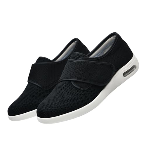 CVFOMBN Senioren Breite Füße Arthritis Orthopädische,Verstellbare Gesundheitsschuhe Verbandschuhe bei geschwollene Füße Reha-Schuhe Ödeme Hausschuhe.Black,50 von CVFOMBN