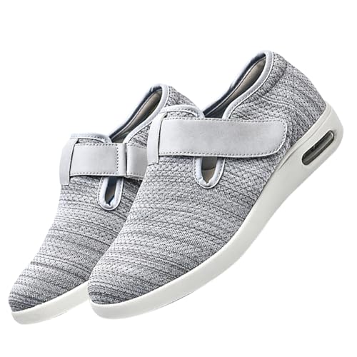 CVFOMBN Spezialschuh Gesundheitsschuhe Präventivschuhe,Klettverschluss Verstellbare Hausschuhe Bequemer Lässige Business Walkingschuhe.Light Gray,50 von CVFOMBN