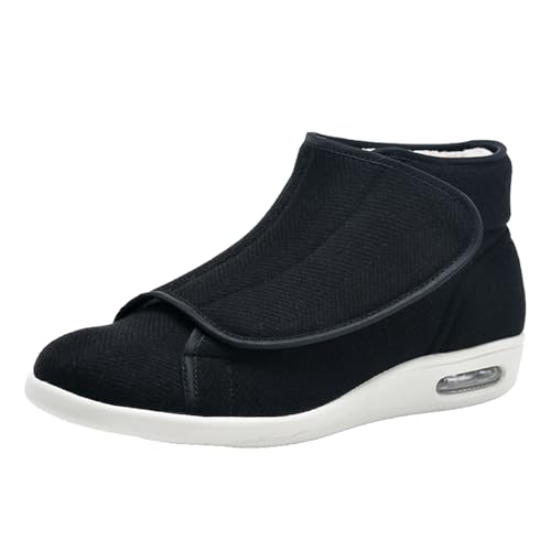 CVFOMBN Unisex Erwachsene Hausschuhe,Extra Weite Einstellbar Walking für Fußschwellung erweiterte Breiten Klettverschluss Gesundheitsschuhe.Black－41 von CVFOMBN