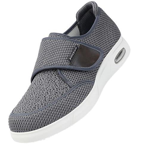 CVFOMBN Unisex Erwachsene Hausschuhe,Extrabreite, verstellbare Diabetiker-Fußschuhe für Senioren und Patienten mit geschwollenen Füßen,Grey,38 von CVFOMBN