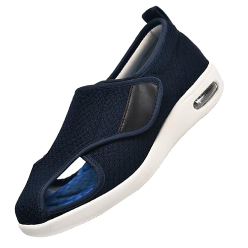 CVFOMBN Unisex Erwachsene Hausschuhe,Mit Klettverschluss. Dieser Bequeme Laufschuh ist für breite und Plattfüße geeignet.,Blue,43 von CVFOMBN