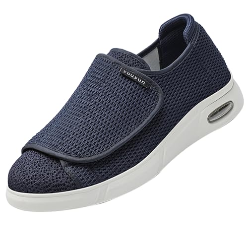 CVFOMBN Unisex-Erwachsene Schuh，Orthopädische Hausschuhe Damen Herren Senioren Klettverschluss Verstellbare Stretch Rutsch Fußpflegeschuhe.blueㅡ48 von CVFOMBN