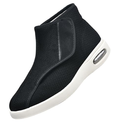 CVFOMBN Verbandschuhe Damen,Extra Weit Klettverschuß Freizeitschuhe Bequemer Rehaschuhe für Senioren,Black,37 von CVFOMBN