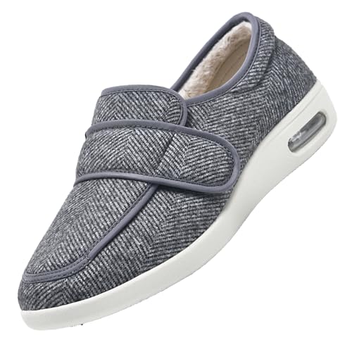 CVFOMBN Verbandschuhe Damen,Extrabreite verstellbare Diabetiker-Fußschuhe für Senioren und Patienten mit geschwollenen Füßen.Grey－45 von CVFOMBN