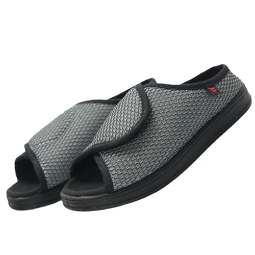 CVFOMBN Verbandschuhe Damen,Hausschuhe für Arthritisödeme und geschwollene Füße, verstellbare rutschfeste Herren-Hausschuhe,Grey,42 von CVFOMBN