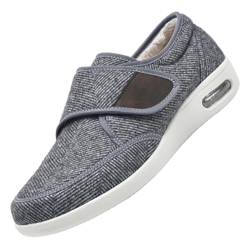 CVFOMBN Verbandschuhe Herren Extra Weit,Herren Extra Weit Freizeitschuhe Verbandsschuhe Hallux Orthopädische Schuhe mit Klettverschluss Breitergrey－44 von CVFOMBN