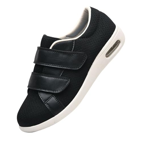 CVFOMBN Verbandschuhe Herren Extra Weit,Klettverschluss überbreite weiche Gesundheitsschuhe Herren für geschwollen Füße.Black,47 von CVFOMBN