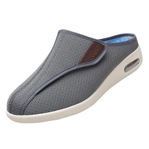 CVFOMBN Verbandschuhe Herren Extra Weit,Orthopädischer Wanderschuh mit Fußgewölbeunterstützung und verstellbaren Riemen für geschwollene Füße,Grey▁44 von CVFOMBN
