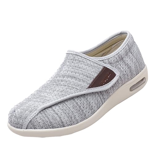 CVFOMBN Verbandschuhe Herren Extra Weit,Orthopädischer Wanderschuh mit Fußgewölbeunterstützung und verstellbaren Riemen für geschwollene Füße,Light Gray▁49 von CVFOMBN