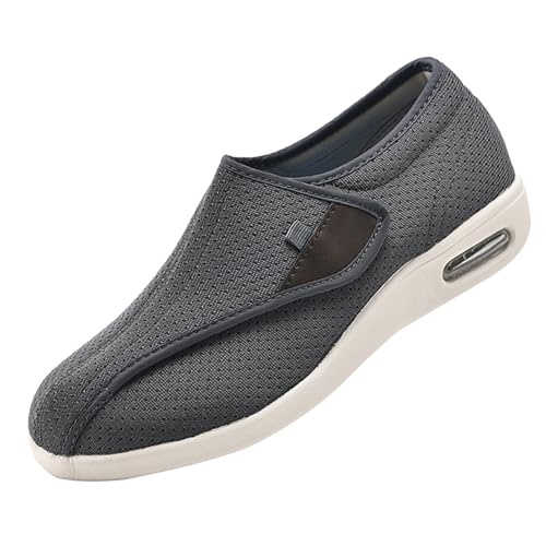 CVFOMBN Verbandschuhe Herren Extra Weit,Orthopädischer Wanderschuh mit Fußgewölbeunterstützung und verstellbaren Riemen für geschwollene Füße.Grey，37 von CVFOMBN