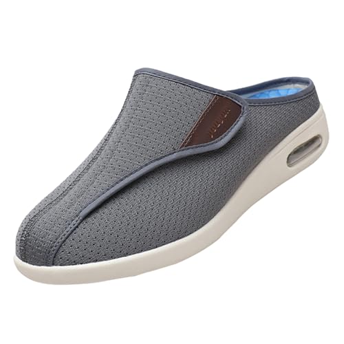 CVFOMBN Verbandschuhe Herren Extra Weit,Orthopädischer Wanderschuh mit Fußgewölbeunterstützung und verstellbaren Riemen für geschwollene Füße.grey/45 von CVFOMBN