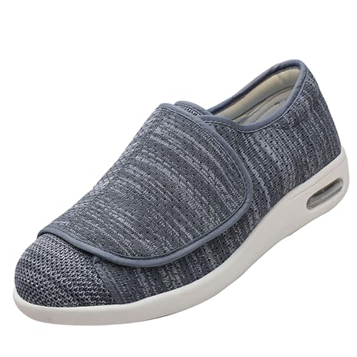 CVFOMBN Verbandschuhe Herren Extra Weit,Verstellbare Hausschuhe für geschwollene Füße,rutschfeste Rehabilitationsschuhe für ältere Menschen.Dark Gray 47 von CVFOMBN