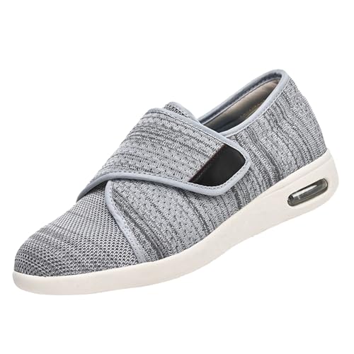 CVFOMBN Verbandschuhe Herren Extra Weit,Verstellbare Hausschuhe für geschwollene Füße,rutschfeste Rehabilitationsschuhe für ältere Menschen.Light Gray，45 von CVFOMBN