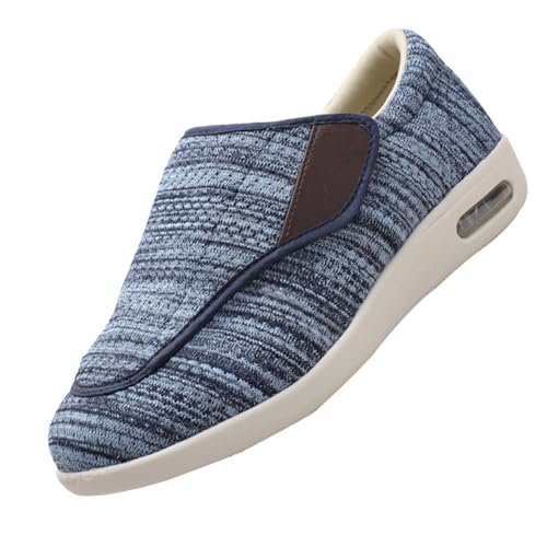 CVFOMBN Verbandsschuhe Diabetiker Schuhe Herren,Offene Orthopädische Herren Verstellbare Breite Sandalen Verbandschuhe Einlegesohle Klettverschluss Microvelour.Light Blue,42 von CVFOMBN