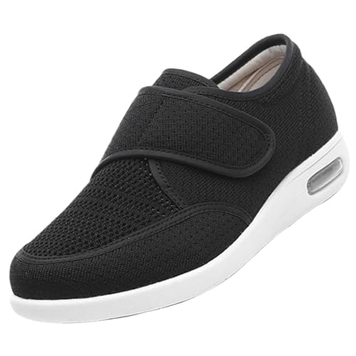 CVFOMBN Wanderschuhe für geschwollene Füße,Verstellbare Hausschuhe für geschwollene Füße,rutschfeste Rehabilitationsschuhe für ältere Menschen.black/42 von CVFOMBN