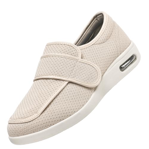 CVFOMBN öDem Verstellbare Offene Zehen,Orthopädische Schuhe Verstellbare Hausschuhe Bequemer Lässige Business Walkingschuhe für Geschwollene.Beige,48 von CVFOMBN