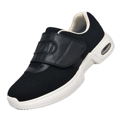 CVFOMBN öDem Verstellbare Offene Zehen,Senioren Hausschuhe Slipper Herren Klettverschluss Pantoffeln Reha-Schuh Unisex-Erwachsene Gesundheitsschuhe.Black,43 von CVFOMBN