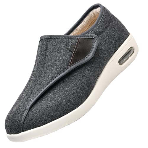 Damen Klett-Halbschuh,Sandalen Herren Rehaschuhe Klettverschluss Verbandsschuhe Orthopädische Hausschuhe Diabetiker Gesundheitsschuhe.Grey－38 von CVFOMBN