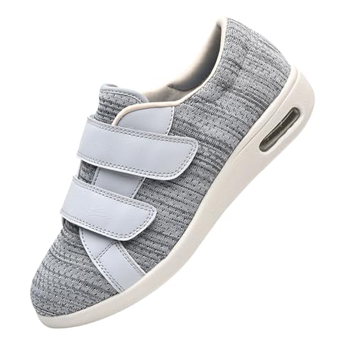 Diabetiker Sandalen Herren Extra Weit,Extra Weite Einstellbar Walking für Fußschwellung erweiterte Breiten Klettverschluss Gesundheitsschuhe.Light Gray,44 von CVFOMBN