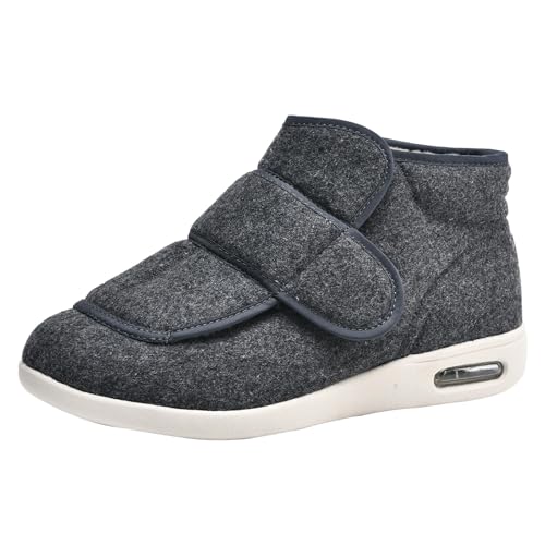 Frauen Memory Foam Diabetiker Hausschuhe,Herren Extra Weit Freizeitschuhe Verbandsschuhe Hallux Orthopädische Schuhe mit Klettverschluss Breiter.Grey－42 von CVFOMBN