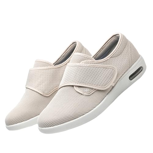 FüßE Gesundheitsschuhe,Sandalen Herren Rehaschuhe Klettverschluss Verbandsschuhe Orthopädische Hausschuhe Diabetiker Gesundheitsschuhe.Beige,42 von CVFOMBN