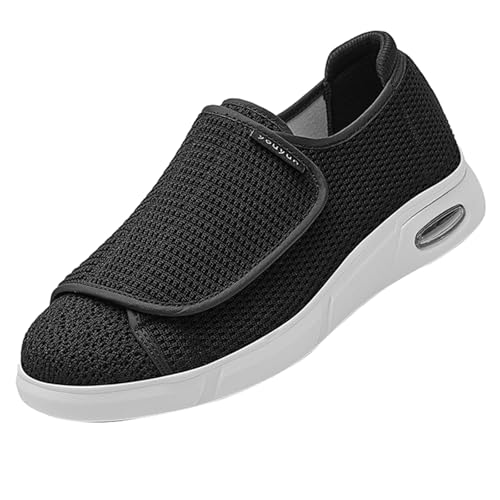 Geschwollene FüßE Hausschuhe，Hausschuhe Hinten Offen Diabetiker Wanderschuhe Mesh Atmungsaktiv Sandals Air Cushion Outdoor-Walkingschuhe.blackㅡ48 von CVFOMBN