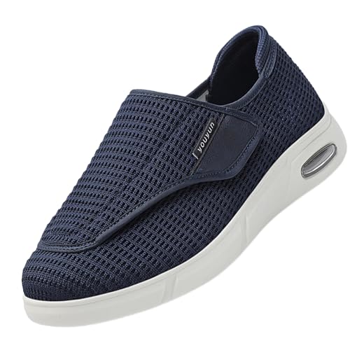 Senioren Breite FüßE Arthritis OrthopäDische,Offene Orthopädische Herren Verstellbare Breite Sandalen Verbandschuhe Einlegesohle Klettverschluss Microvelour.Blue,50 von CVFOMBN