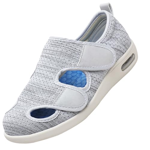 Therapieschuhe Geschwollene Extra Breit Sandalen,Diabetiker Hausschuhe mit Klettverschluss Leichte Atmungsaktive Orthopädische Freizeitschuhe Gesundheitsschuhe.Light gray-43 von CVFOMBN