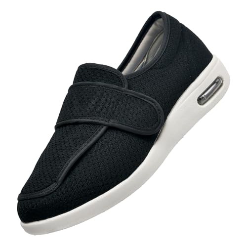Therapieschuhe Geschwollene Extra Breit Sandalen,Extrabreite, verstellbare Diabetiker-Fußschuhe für Senioren und Patienten mit geschwollenen Füßen.Black,50 von CVFOMBN