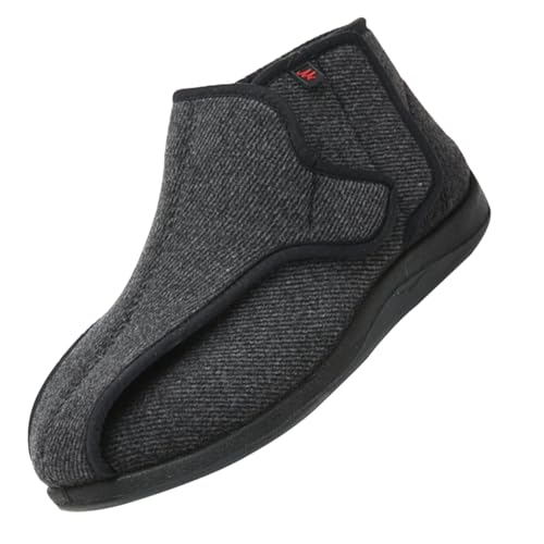 Therapieschuhe Geschwollene Extra Breit Sandalen,Hausschuhe Herren Walkingschuhe Verstellbare Klettverschuß rutschfest Freizeitschuhe Rehaschuhe für Senioren.Grey－39 von CVFOMBN