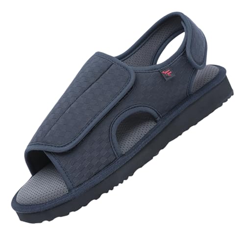 Therapieschuhe Geschwollene Extra Breit Sandalen,Klettverschluss Verstellbare Hausschuhe Bequemer Lässige Business Walkingschuhe,Blue,42 von CVFOMBN