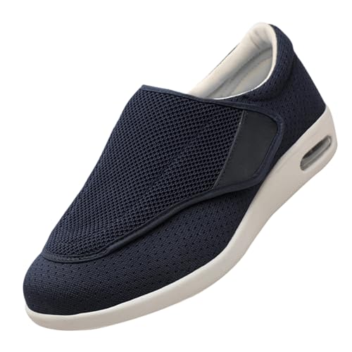 Therapieschuhe Geschwollene Extra Breit Sandalen,Klettverschluss Verstellbare Hausschuhe Bequemer Lässige Business Walkingschuhe,Blue,45 von CVFOMBN