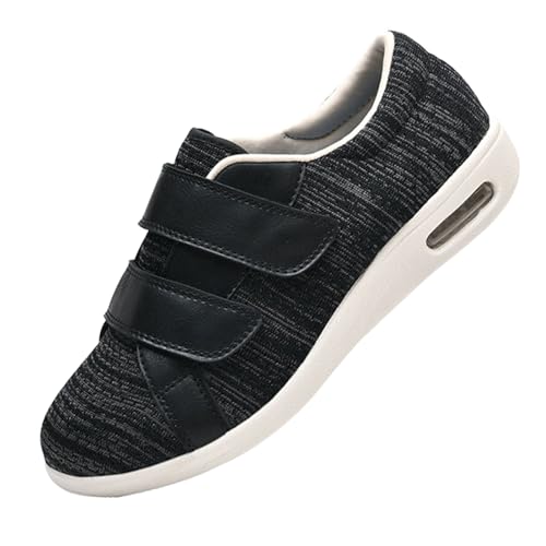 Therapieschuhe Geschwollene Extra Breit Sandalen,Orthopädische Hausschuhe Damen Herren Senioren Klettverschluss Verstellbare Stretch Rutsch Fußpflegeschuhe.Dark Gray,48 von CVFOMBN