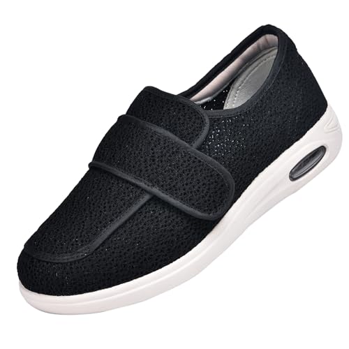 Therapieschuhe Geschwollene Extra Breit Sandalen,Verstellbare Gesundheitsschuhe Verbandschuhe bei geschwollene Füße Reha-Schuhe Ödeme Hausschuhe.Black,48 von CVFOMBN