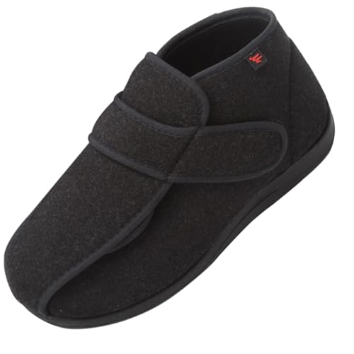 Unisex Erwachsene Hausschuhe,Offene Orthopädische Herren Verstellbare Breite Sandalen Verbandschuhe Einlegesohle Klettverschluss Microvelour.Grey－39 von CVFOMBN