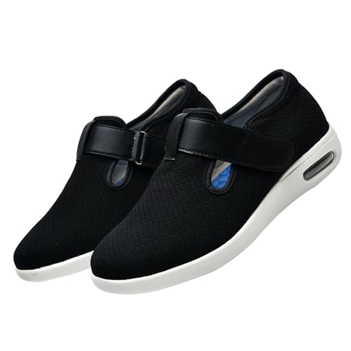 Verbandschuhe Herren Extra Weit,Sandalen Herren Rehaschuhe Klettverschluss Verbandsschuhe Orthopädische Hausschuhe Diabetiker Gesundheitsschuhe.Black,50 von CVFOMBN