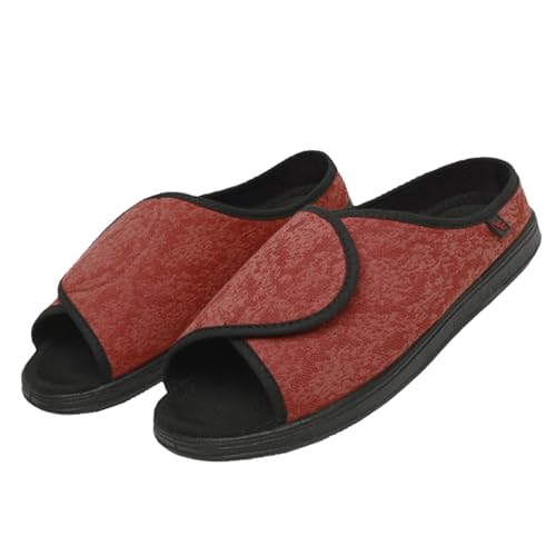 Weit Offene Diabetiker Sandalen,Extra Weit Klettverschuß Freizeitschuhe Bequemer Rehaschuhe für Senioren,Red,35 von CVFOMBN