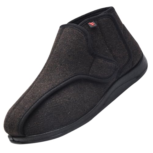 Weit Offene Diabetiker Sandalen,Herren Extra Weit Freizeitschuhe Verbandsschuhe Hallux Orthopädische Schuhe mit Klettverschluss Breiter.Coffee Color－39 von CVFOMBN