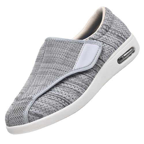 öDem Verstellbare Offene Zehen,Sandalen Herren Rehaschuhe Klettverschluss Verbandsschuhe Orthopädische Hausschuhe Diabetiker Gesundheitsschuhe.Light gray-45 von CVFOMBN