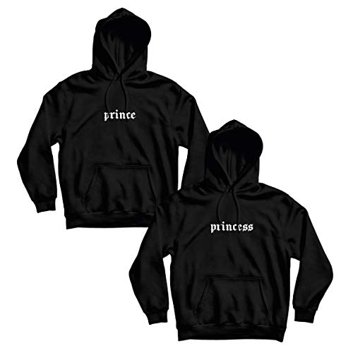 CVLR Prince Princess Pärchenpullover schwarz mit Old-englisch Altdeutscher Schrift, M, Männer Hoodie von CVLR