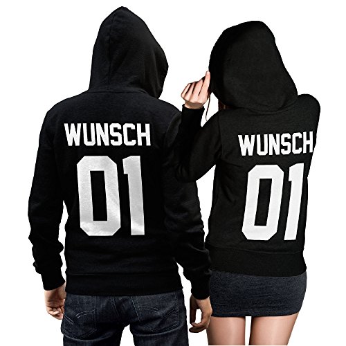 CVLR Wunsch Nummer Pullover Set - 2 individualisierte Pullover - personalisierterer Hoodie - Dein Wunschname und Wunschnummer auf den Sweatshirts (Damen Gr. L + Herren Gr. M) von CVLR