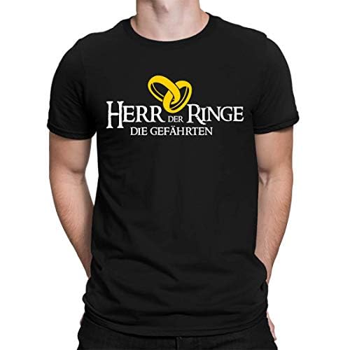 Junggesellenabschied T-Shirt Der Herr Der Ringe - Die Gefährten - Herren Fun T-Shirt Zum JGA - Erhältlich in 15 Farben, Schwarz, XL von CVLR